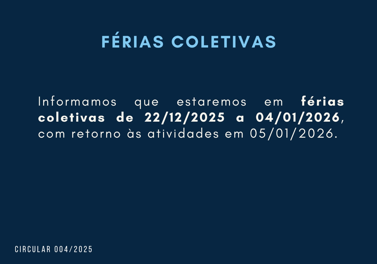 Circular Férias Coletiva